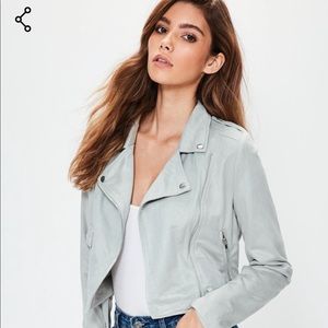 Faux Suede Grey Biker Jacket